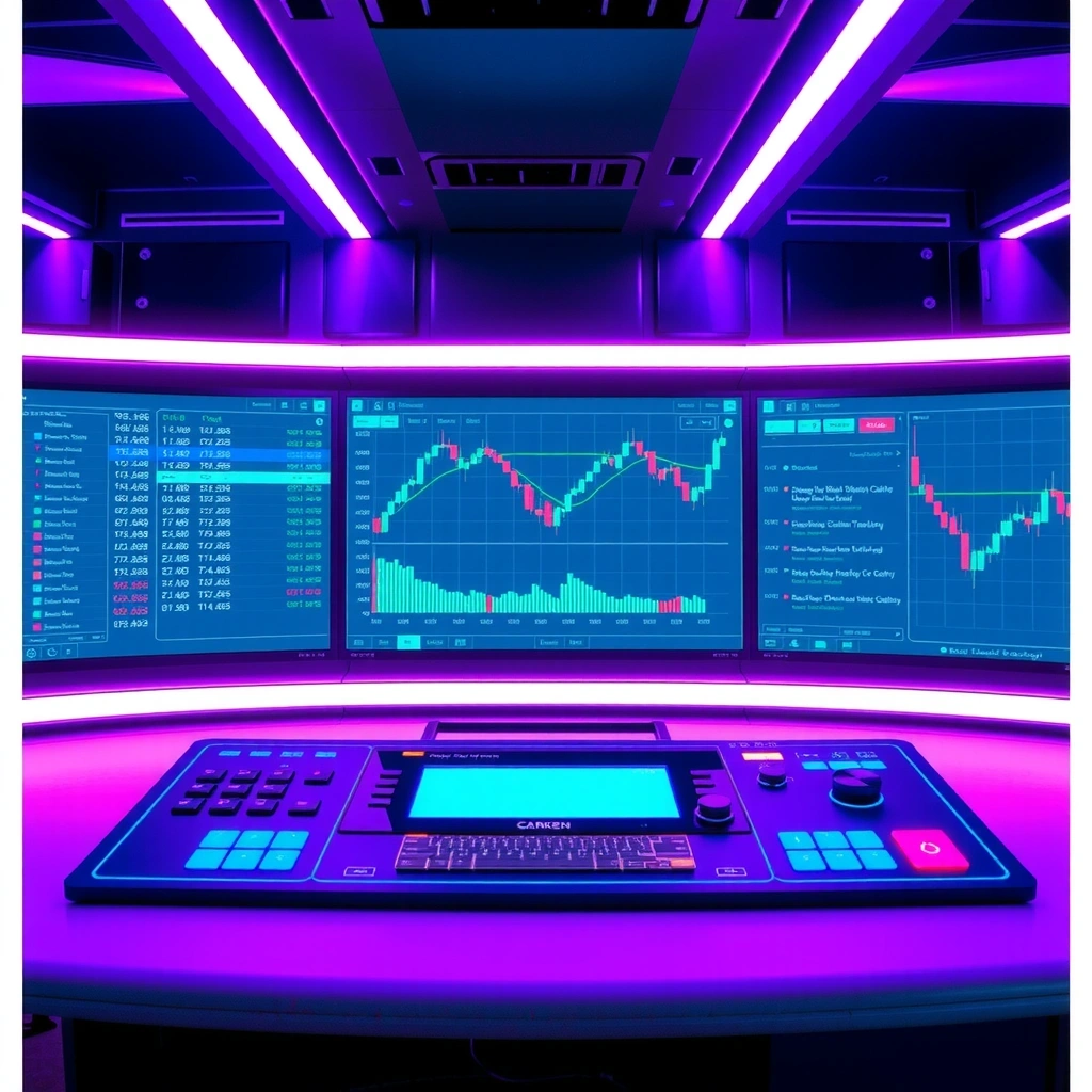 Panel de control cyberpunk con elementos futuristas y diseño minimalista