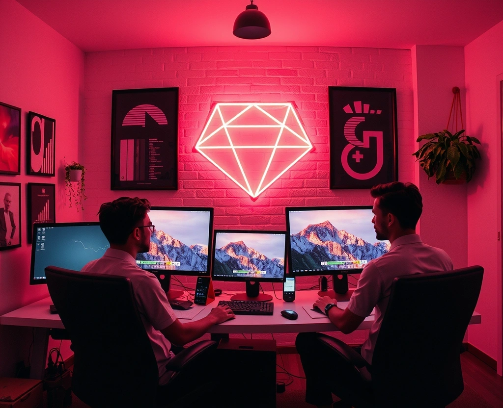 Equipo trabajando en los primeros simuladores en el garage